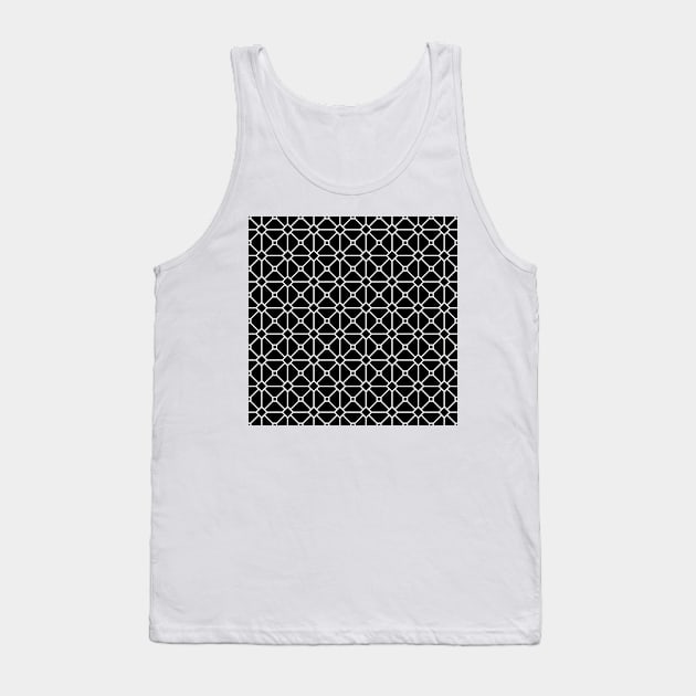 Geometric Triangles Colorful Print Pattern Black Mesh Grid Tank Top by Auto-Prints